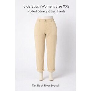 Side Stitch Rock River Tan Lyocell Straight Leg Rolled Hem Pants XXS A640075